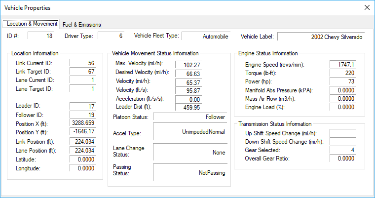 Vehicle Properties