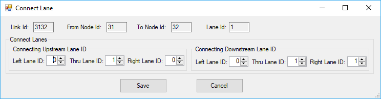Upstream/Downstream Connecting Lane IDs