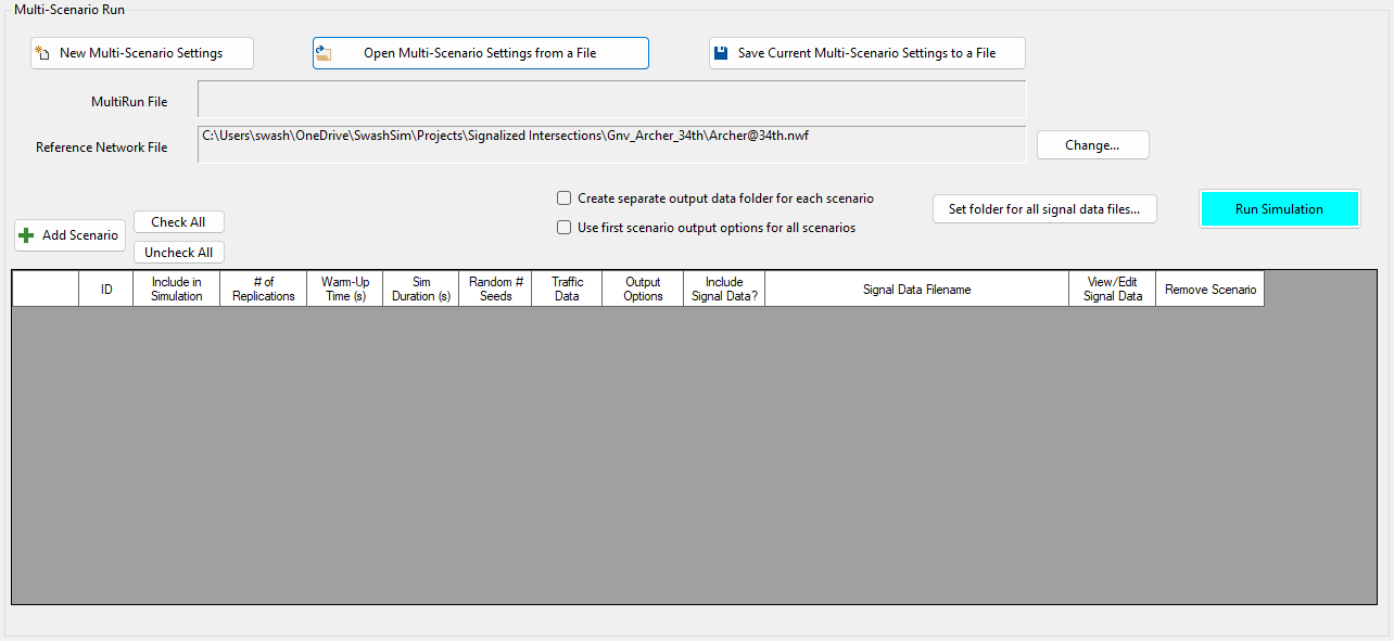 Multirun Settings