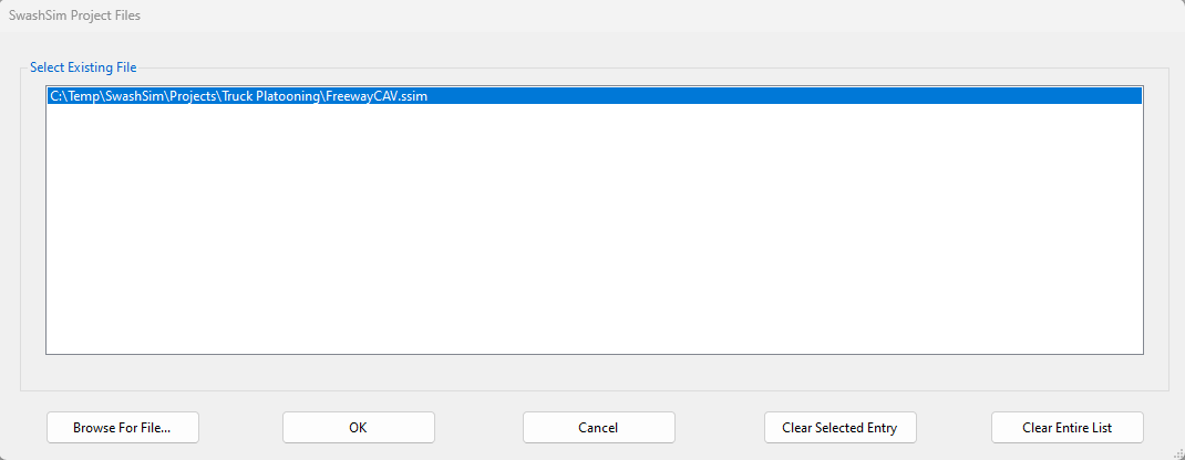 Open Project--Recently Used Files Listing