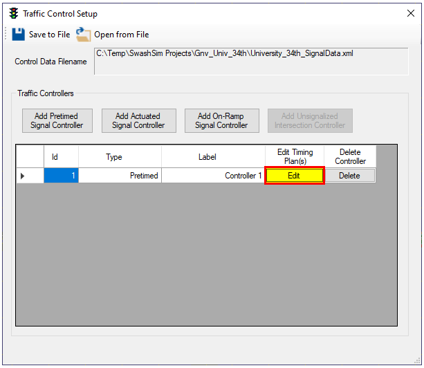 Traffic Control Main Screen